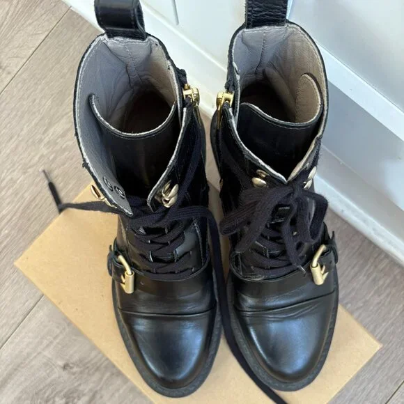 All Saints Donita Leather Ankle Combat Boots - Picture 8 of 15